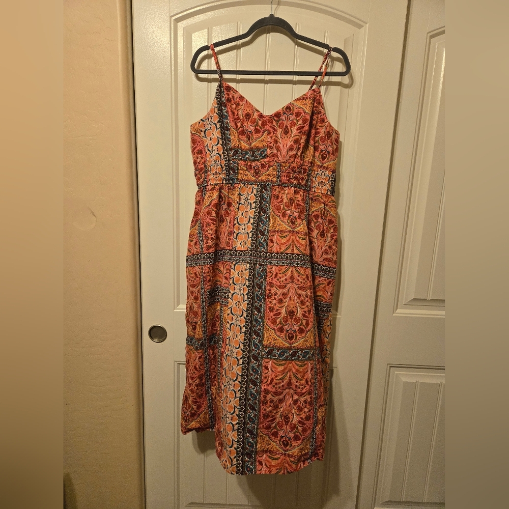 Floral Pink and Orange Women's Dress